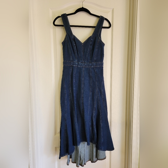 NWT Express Denim Sweetheart Neckline Seamed Fit & Flare Midi Dress, Size 4 - Picture 4 of 7